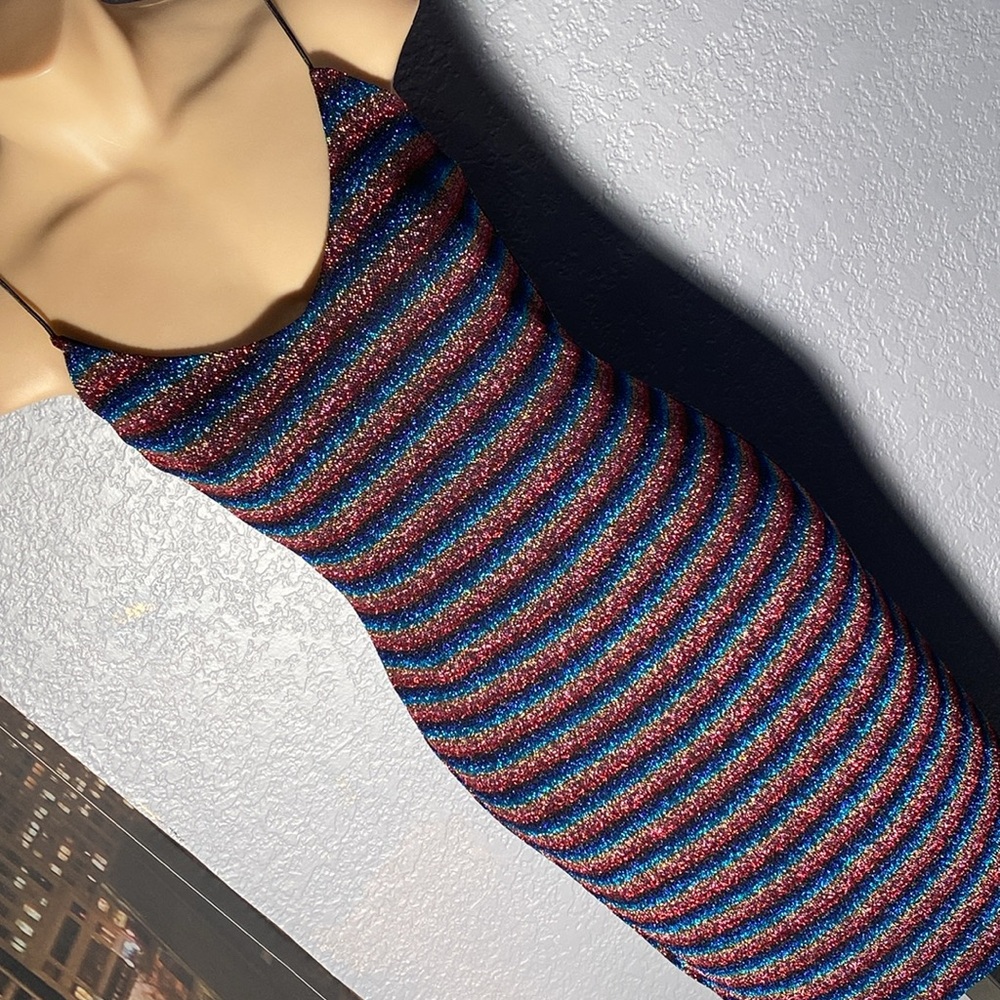 Mind Code Striped Glitter Mini Dress - image 1